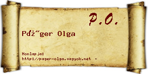 Páger Olga névjegykártya